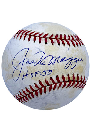Joe DiMaggio Single-Signed & Inscribed "HOF 55" OAL Baseball (Full JSA)