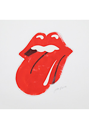 Original "Tongue and Lips" Rolling Stones Logo Hand-Drawn & Painted By John Pasche