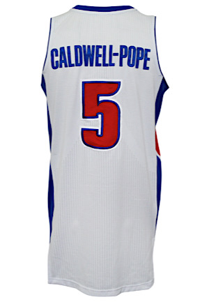 10/30/2013 Kentavious Caldwell-Pope Detroit Pistons NBA Debut Game-Used Home Jersey (MeiGray)