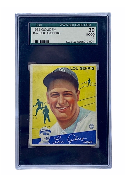 1934 Goudey Lou Gehrig #37 (SGC GOOD 2)