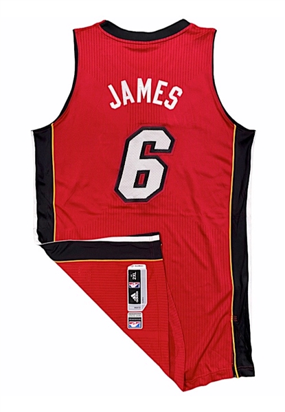2013-14 LeBron James Miami Heat Game-Used Red Alternate Jersey (Sourced From Assistant Equipment Manager)