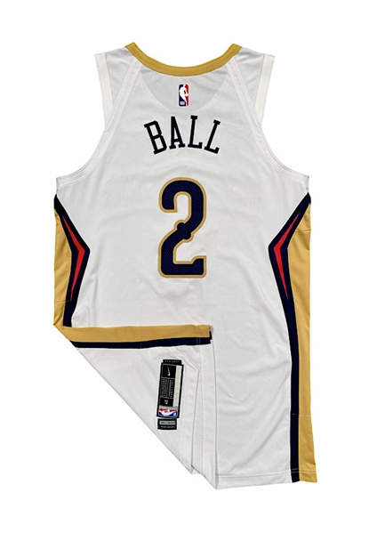 12/29/2019 Lonzo Ball New Orleans Pelicans Game-Used Home Jersey (Photo-Matched • Triple Double Performance)