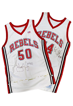 Circa 1989 Greg Anthony & George Ackles UNLV Rebels Game-Used & Autographed Home Jerseys (2)