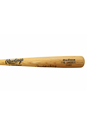 1996 Ryne Sandberg Chicago Cubs Game-Ready & Autographed Bat