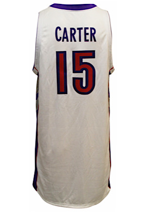 2000-01 Vince Carter Toronto Raptors Game-Used & Autographed Home Jersey (Sourced From Assistant Coach)