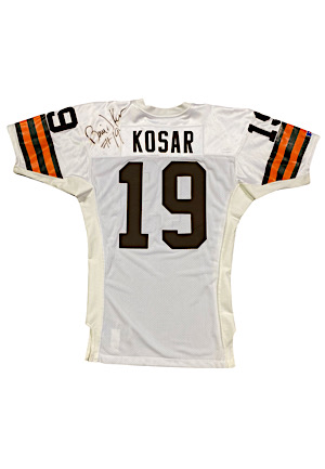 Circa 1990 Bernie Kosar Cleveland Browns Game-Used & Signed Road Jersey