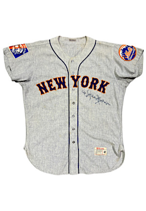 1962 Al Jackson NY Mets Game-Used & Signed Road Flannel Jersey (Inaugural Season)
