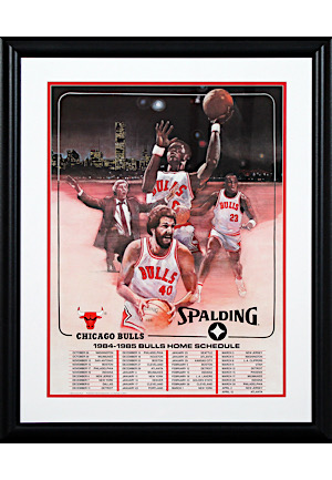 1984-85 Chicago Bulls Home Schedule Poster Display (Michael Jordans Rookie Season)