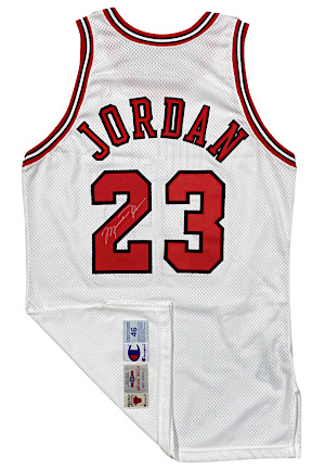 1995-96 Michael Jordan Chicago Bulls Autographed NBA Finals Pro-Cut Jersey (PSA/DNA)