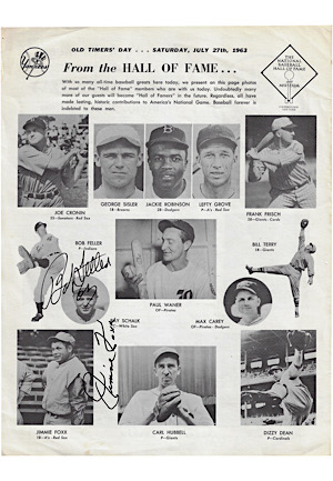1963 New York Yankees Old Timers Day Multi-Signed Program With Foxx (Full JSA)