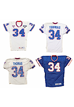 Early 1990s Thurman Thomas Buffalo Bills Game-Issued & Autographed Jerseys (4)