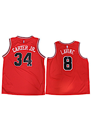 Zach LaVine & Wendell Carter Jr. Chicago Bulls Autographed Replica Jerseys (2)(Bulls LOAs • Beckett)