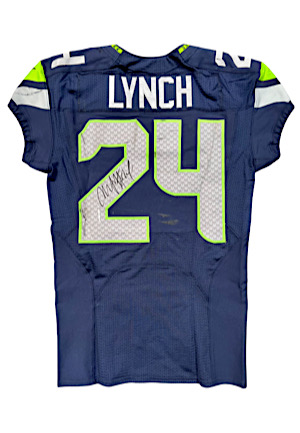 11/17/2013 Marshawn Lynch Seattle Seahawks Game-Used & Signed Home Jersey (Photo-Matched To 3 TD Game • Seahawks LOA • JSA)