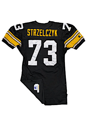 1993 Justin Strzelczyk Pittsburgh Steelers Game-Used Home Jersey (Photo-Matched • Pounded With Repairs)