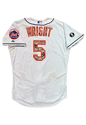 5/26/2014 David Wright NY Mets Game-Used Memorial Day Camo Home Jersey (Photo-Matched • MLB Auth & Mets LOA)
