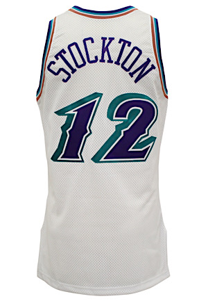 1996-97 John Stockton Utah Jazz Game-Used Home Jersey