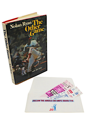 Nolan Ryan Autographed Tickets From Third & Fourth Career No-Hitters & Autographed "The Other Game" Book (3)