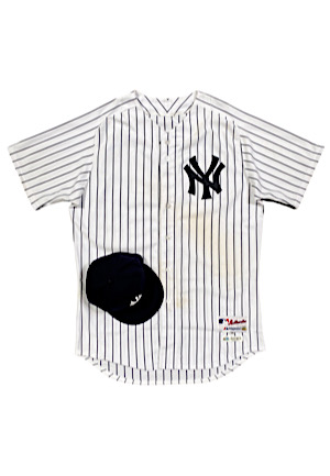 8/5/2015 Luis Severino NY Yankees Game-Used MLB Debut Home Jersey & Cap (2)(Photo-Matched • MLB Auth & Yankee Steiner)