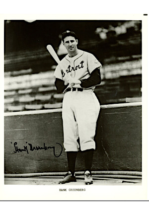 Hank Greenberg Detroit Tigers Autographed B&W Photo