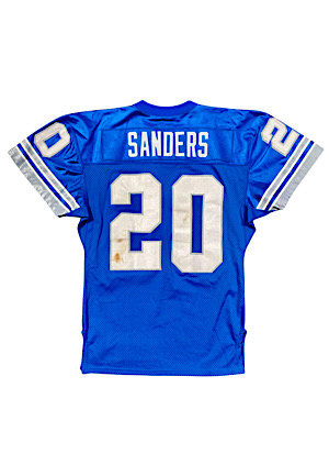 1996 Barry Sanders Detroit Lions Game-Used Home Jersey