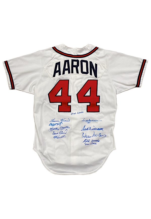 Lot Detail - 500 Home Run Club Multi-Signed Hank Aaron Atlanta Braves  Home Jersey