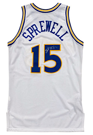 1996-97 Latrell Sprewell Golden State Warriors Game-Used & Autographed Home Jersey