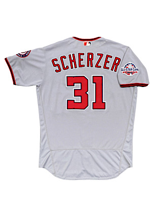 2018 Max Scherzer Washington Nationals Game-Used Road Jersey (Photo-Matched To 6 Games • MLB Auth)