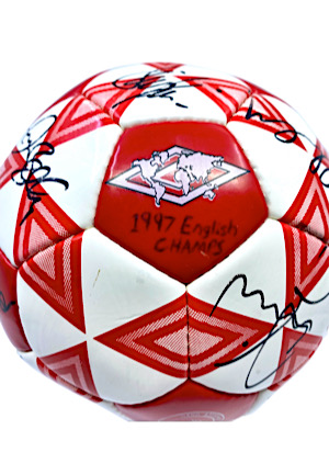 1997 Manchester United Team-Signed Soccer Ball Including Cantona & Giggs (Championship Season)