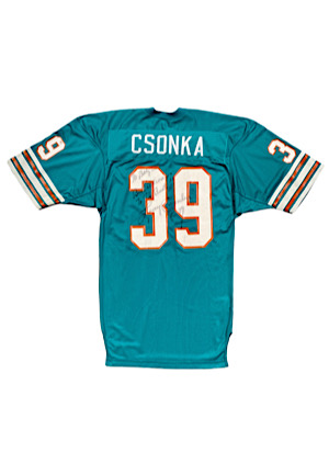 1979 Larry Csonka Miami Dolphins Game-Used & Autographed Jersey (Personalized To Dolphins Equipment Manager Bobby Monica • JSA)