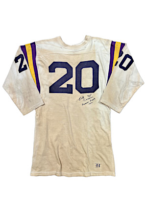 1958-59 Billy Cannon LSU Tigers Game-Used & Signed Jersey (Gifted To Tony Moran & Displayed In Baton Rouge Restaurant • Repairs)