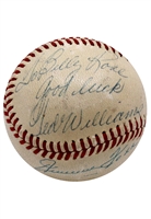 Circa 1940 Jimmie Foxx & Ted Williams Dual-Signed Baseball Inscribed To Entertainer Billy Rose (JSA • Rare)