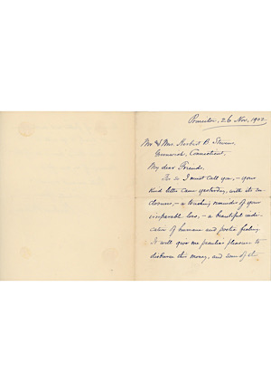 1902 Woodrow Wilson Signed Handwritten Letter As Princeton University President