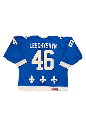 1988-89 Curtis Leschyshyn Quebec Nordiques Rookie Game-Used Jersey