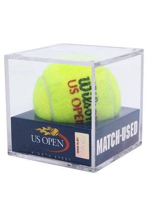 9/5/2012 Andy Roddick vs. Juan Martin Del Potro US Open Match Point Tennis Ball (MeiGray LOA • Roddicks Final Career Match)