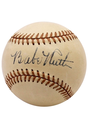 High Grade 1940s Babe Ruth Single-Signed OAL Baseball (PSA & JSA LOAs)