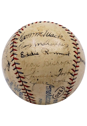 1930 Philadelphia Athletics Team Signed OAL Baseball With Foxx, Grove & Mack (JSA • World Series Champions)