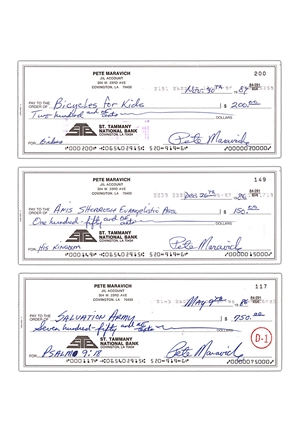 1970s-80s Pete Maravich Signed Personal Checks (7)(Maravich Family LOA)