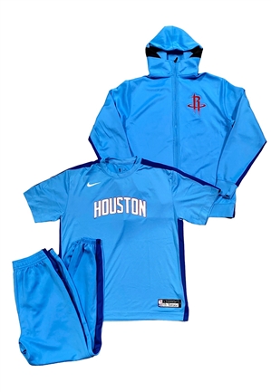 Circa 2018 James Harden Houston Rockets Player Worn Warm-Up Suit & Shooting Shirt (3)