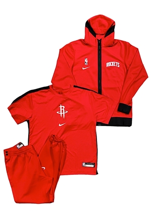 Circa 2018 James Harden Houston Rockets Player Worn Warm-Up Suit & Shooting Shirt (3)