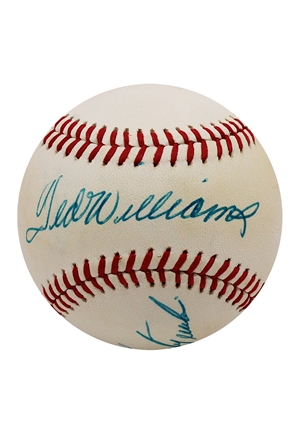 Ted Williams & Carl Yastrzemski Dual-Signed OAL Baseball (PSA/DNA)