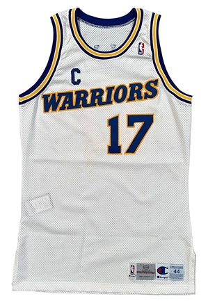 1993-94 Chris Mullin Golden State Warriors Game-Used & Autographed Captains Jersey (MEARS) 