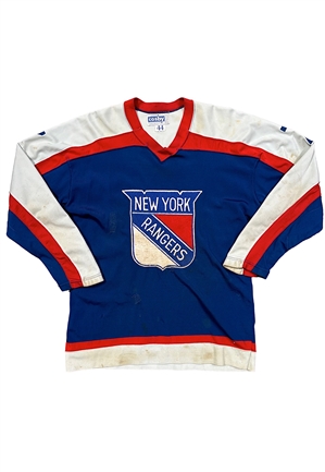 Circa 1977 Rod Gilbert NY Rangers Game-Used Jersey (Sourced From Gilbert • Apparent-Match • Repairs)