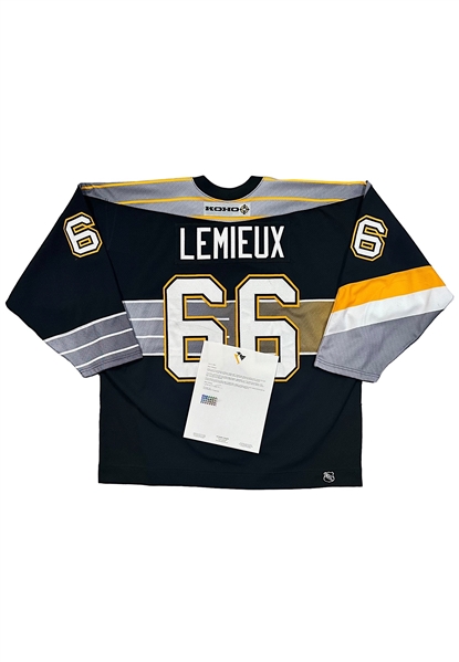 2000-01 Mario Lemieux Pittsburgh Penguins Game-Used Jersey (MeiGray • Team LOA • Casey Samuelson Video-Match)