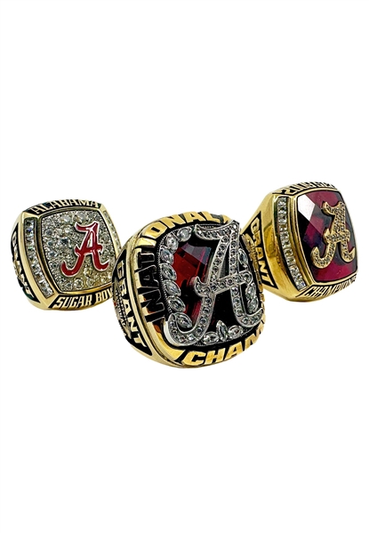 2009 Alabama Crimson Tide National Championship 3 Ring Set Presented To Running Back Terry Grant (3)(Grant LOA)