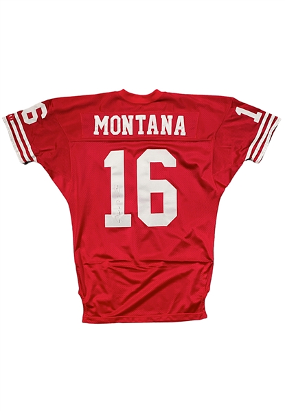 1990 Joe Montana SF 49ers Game-Used & Autographed Jersey (Gift From Bronco Hinek • LOP From Oilers Video Coordinator • MVP Season • JSA)