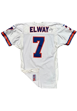 1996 John Elway Denver Broncos Game-Used & Autographed Jersey (Photos From Signing • JSA)