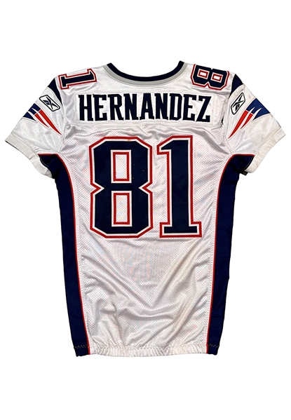 2011 Aaron Hernandez New England Patriots Game-Used & Signed Jersey (Multiple Photo-Matches • Pounded • JSA)