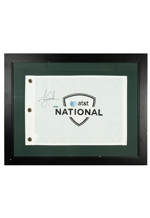 Tiger Woods Signed AT&T National Golf Flag Framed (UDA Hologram • JSA) 