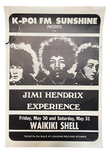 Jimi Hendrix Experience at Waikiki Shell, Hawaii 1969 Concert Poster 14"x20" 