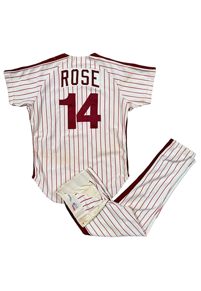 8/10/1981 Pete Rose Philadelphia Phillies Game-Used NL Hit Record Uniform (2)(Photo-Matched To Multiple Games Including Hit # 3,631 Passing Musial & NLDS)